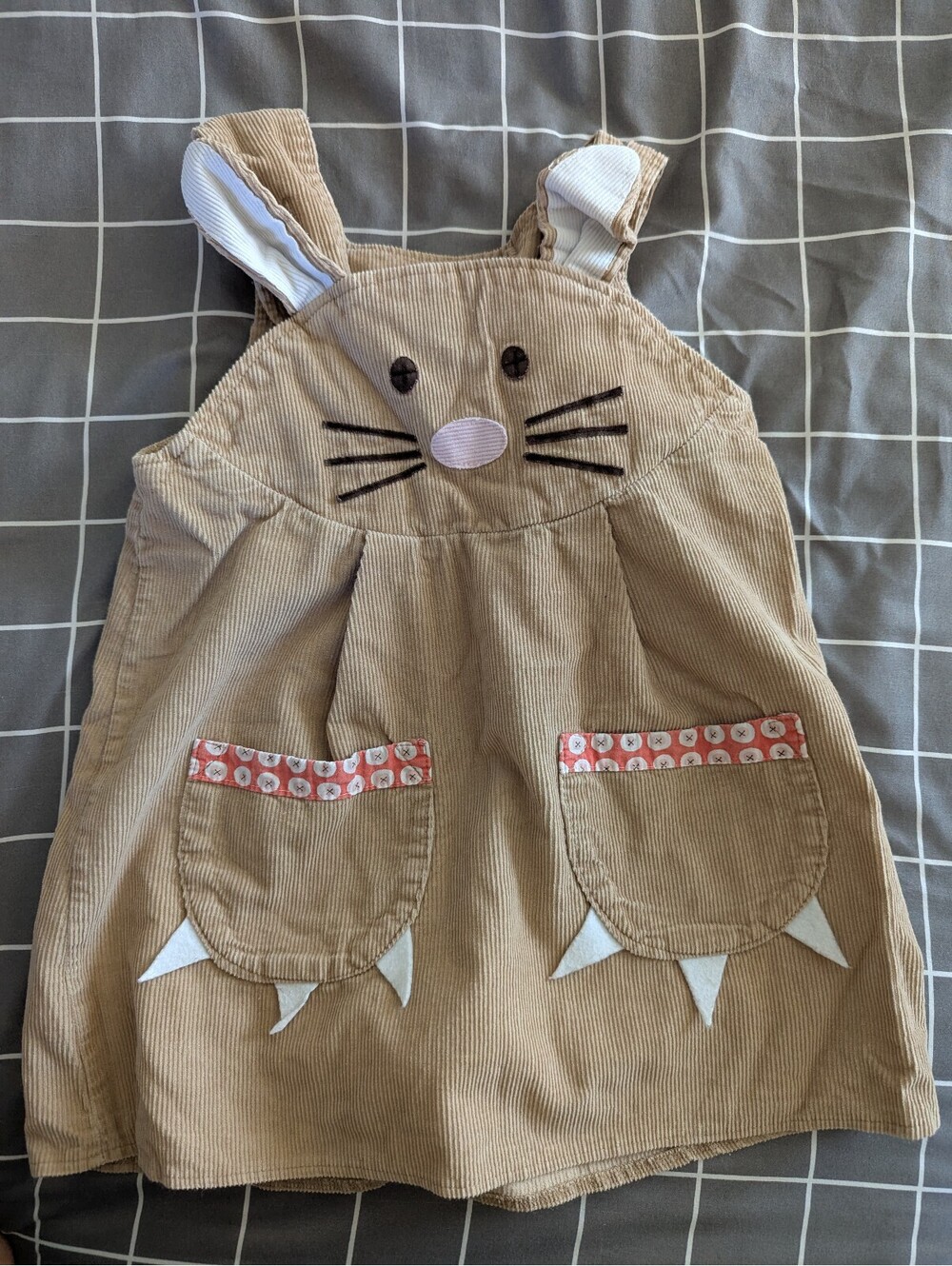 Wild things bunny cord pinnie dress